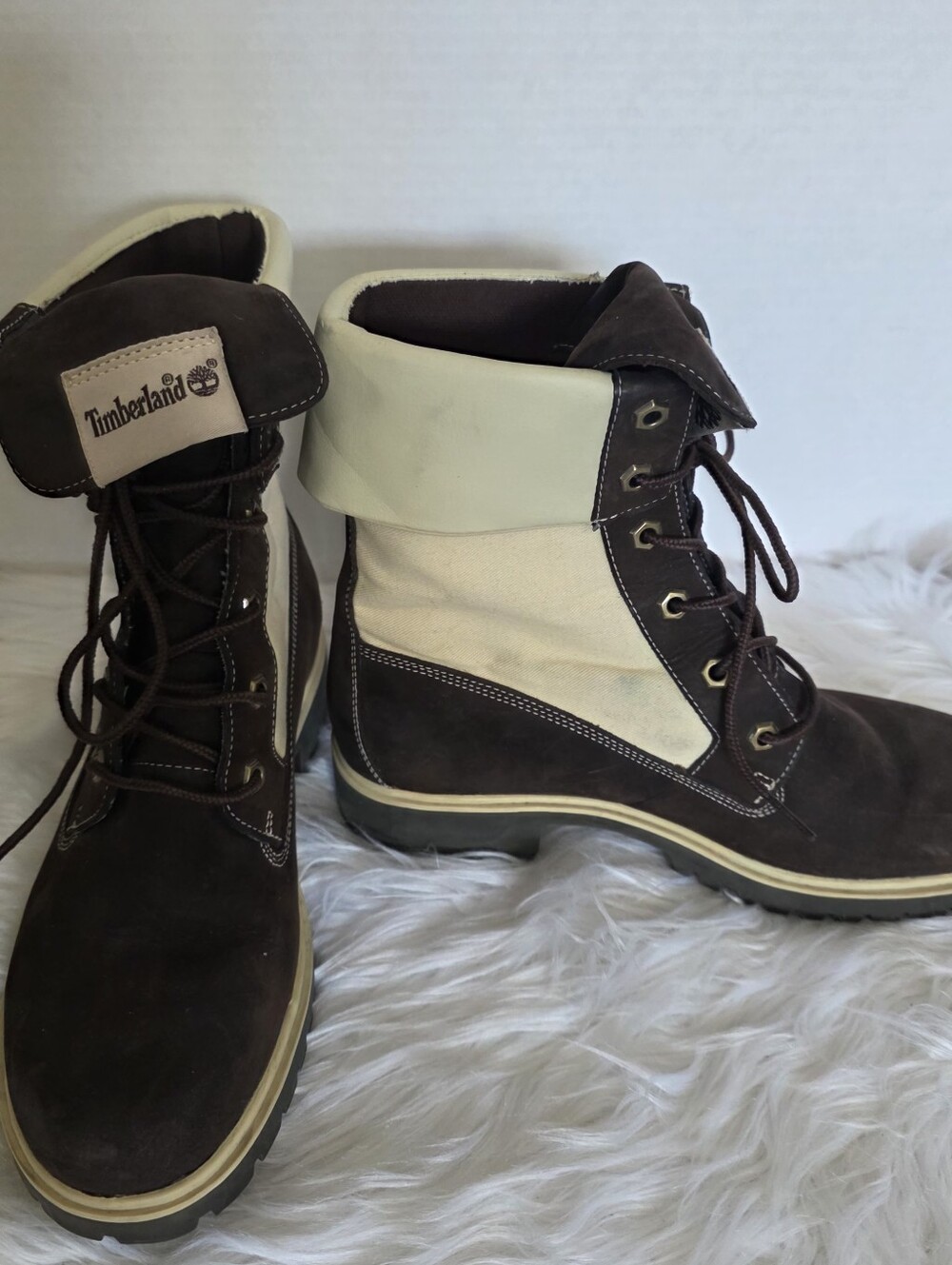 Timberland Authentics Warm-Lined Roll-Top / Fold-Down Boots Brown Cream